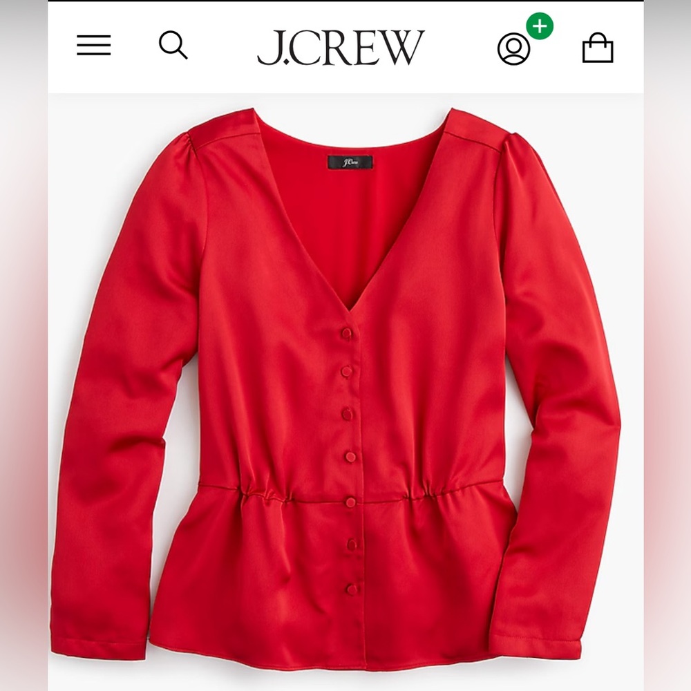 JCREW Red Satin Top